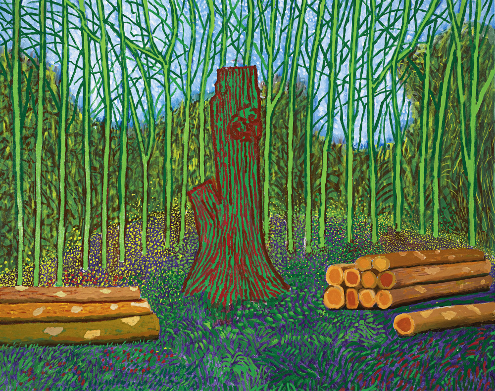大卫霍克尼油画2008Arranged Felled Trees
